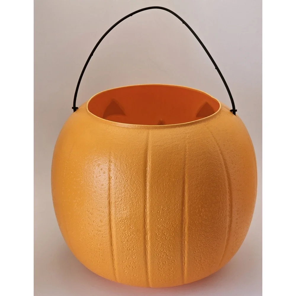 Vintage General Foam Plastics Blow‎ Mold Jack O Lantern Halloween Candy Bucket